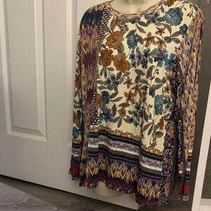 Johnny Was Multicolor Floral Long Sleeve Top